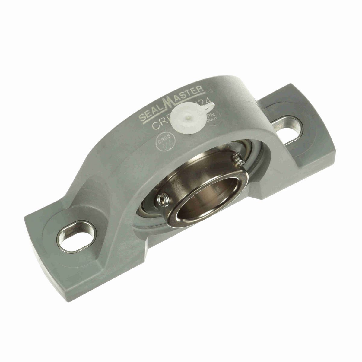 Sealmaster Mounted Composite Two Bolt Pillow Block Ball Bearing - 52100 Bearing Steel, Phosphorus Nickel Coated - Setscrew Lock - Corrosion Resistant - CRPC-PN24