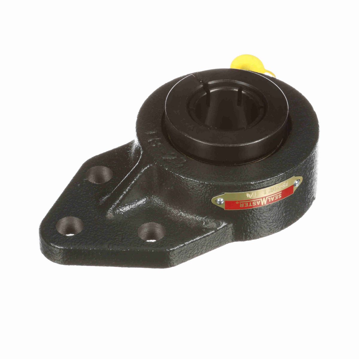 Sealmaster Mounted Cast Iron Three Bolt Flange Bracket Ball Bearing - 52100 Bearing Steel, Black Oxided - Concentric Lock - FB-20T