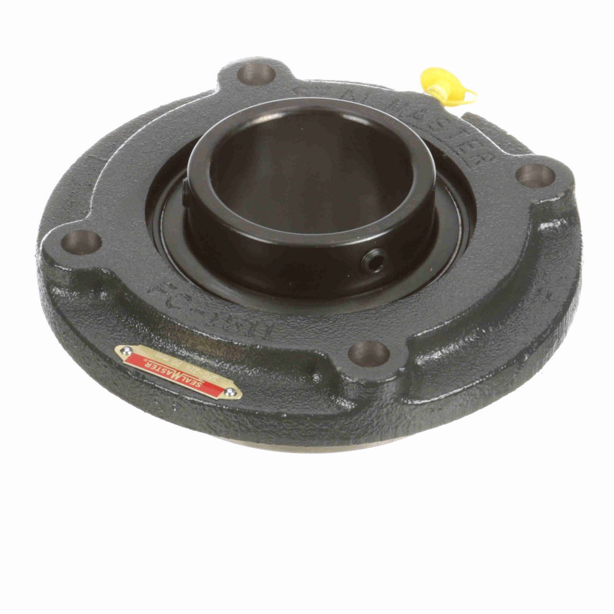 Sealmaster Mounted Cast Iron Flange Cartridge Ball Bearing - 52100 Bearing Steel, Black Oxided - Setscrew Lock - SFC-214