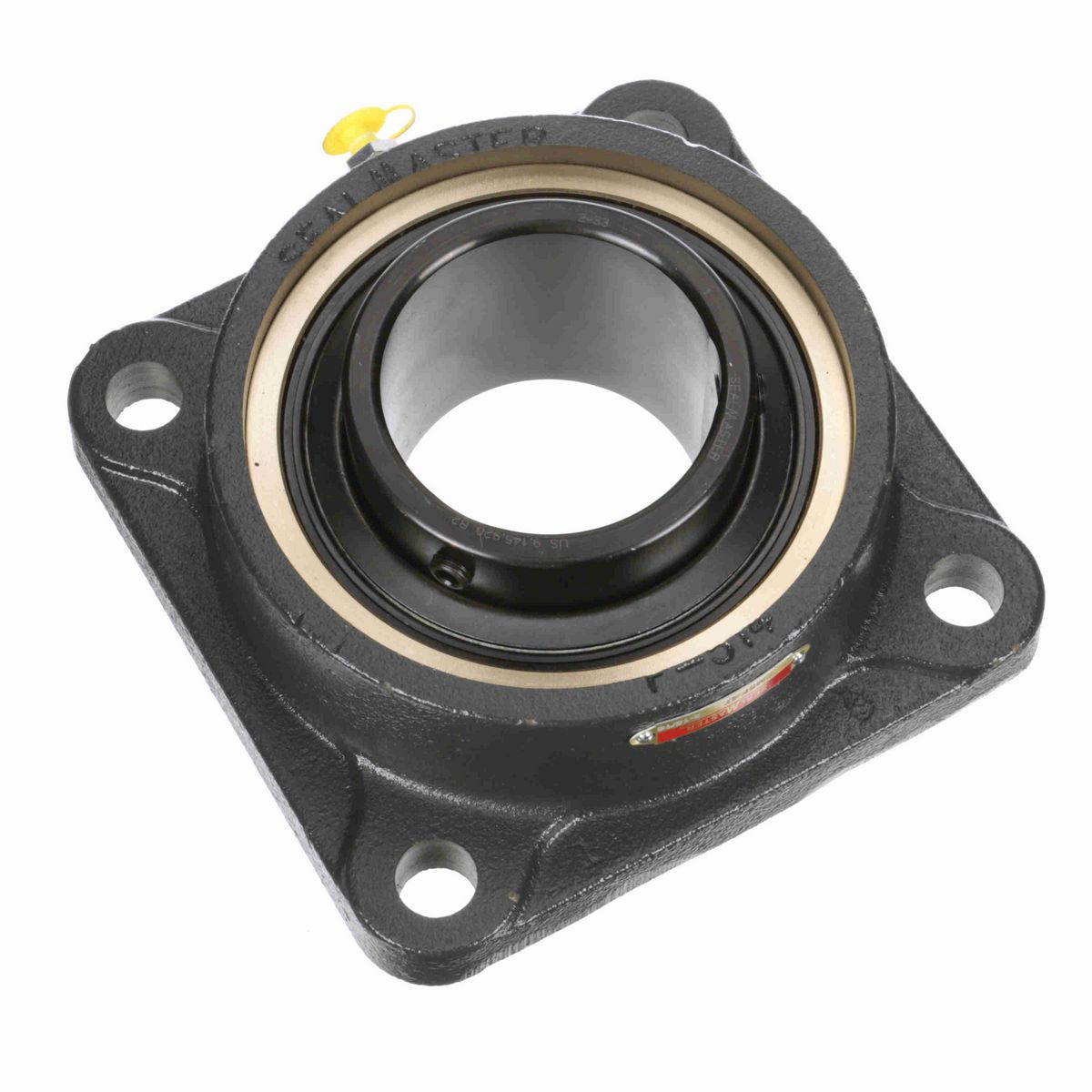 Sealmaster Mounted Cast Iron Four Bolt Flange Ball Bearing - 52100 Bearing Steel, Black Oxided - Setscrew Lock - EMSF-47