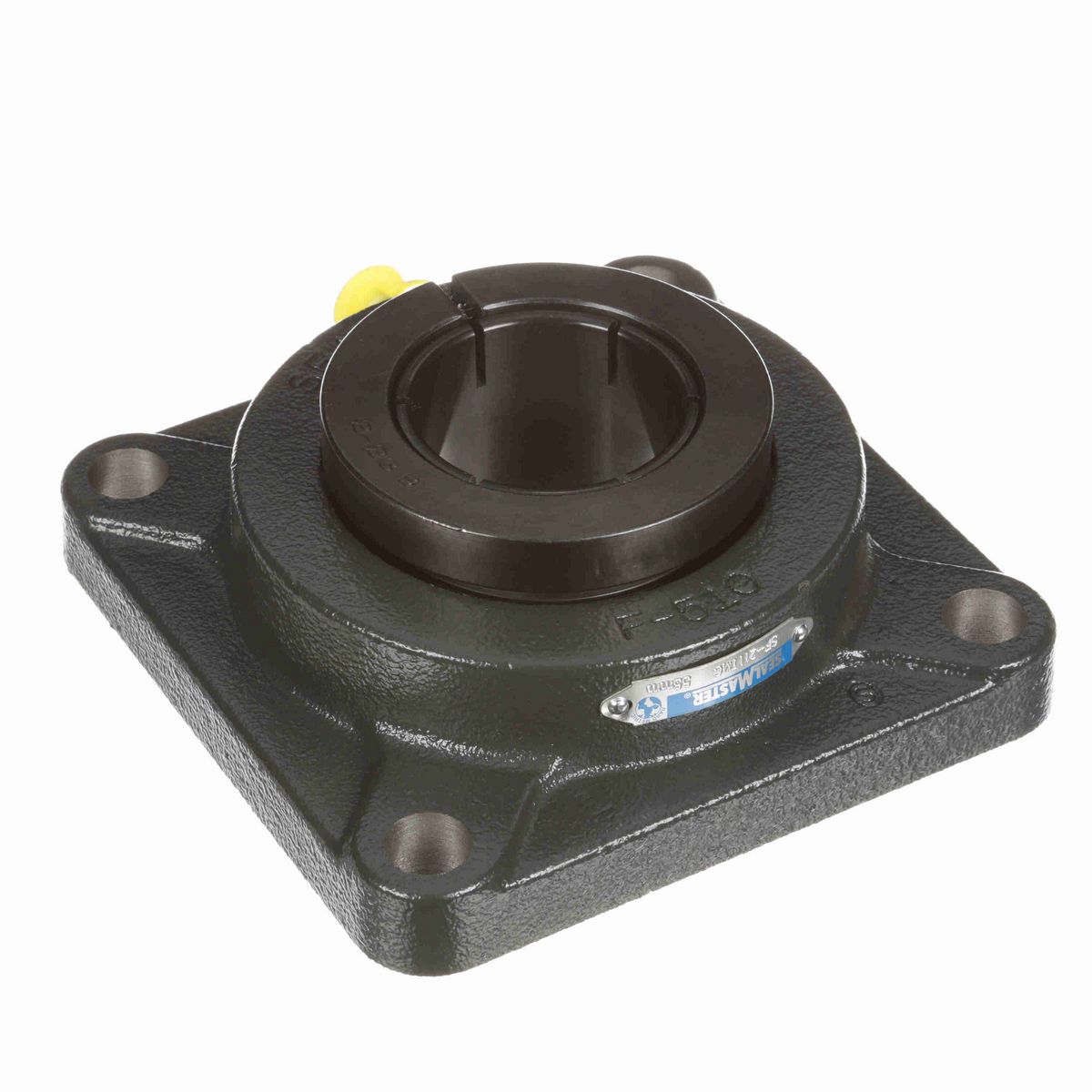Sealmaster Mounted Cast Iron Four Bolt Flange Ball Bearing - 52100 Bearing Steel, Black Oxided - Concentric Lock - SF-211TMC
