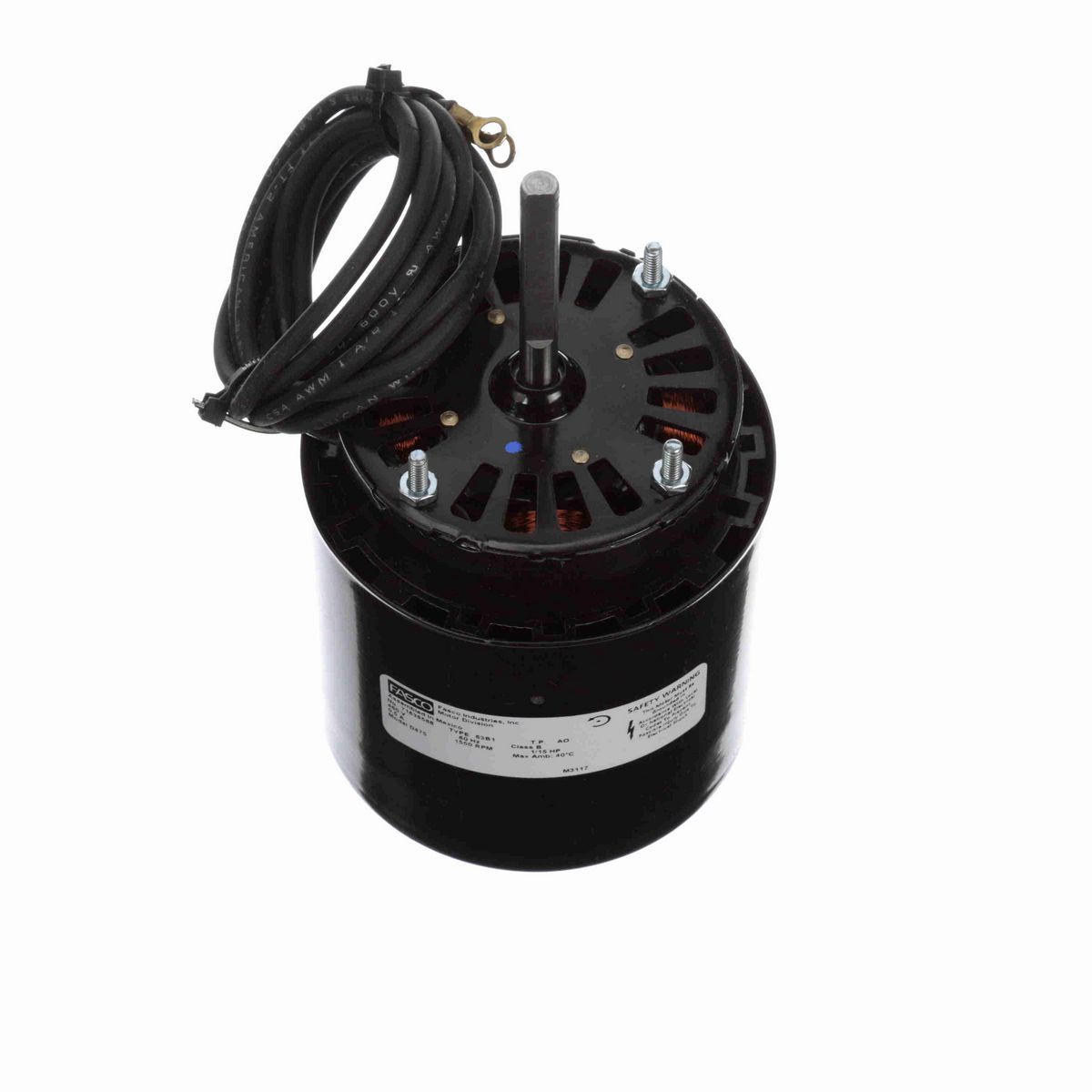 FASCO OEM Replacement Motor, 1/15 HP, 1 Ph, 60 Hz, 460 V, 1550 RPM, 1 Speed, 3.3" Diameter, OAO - D475