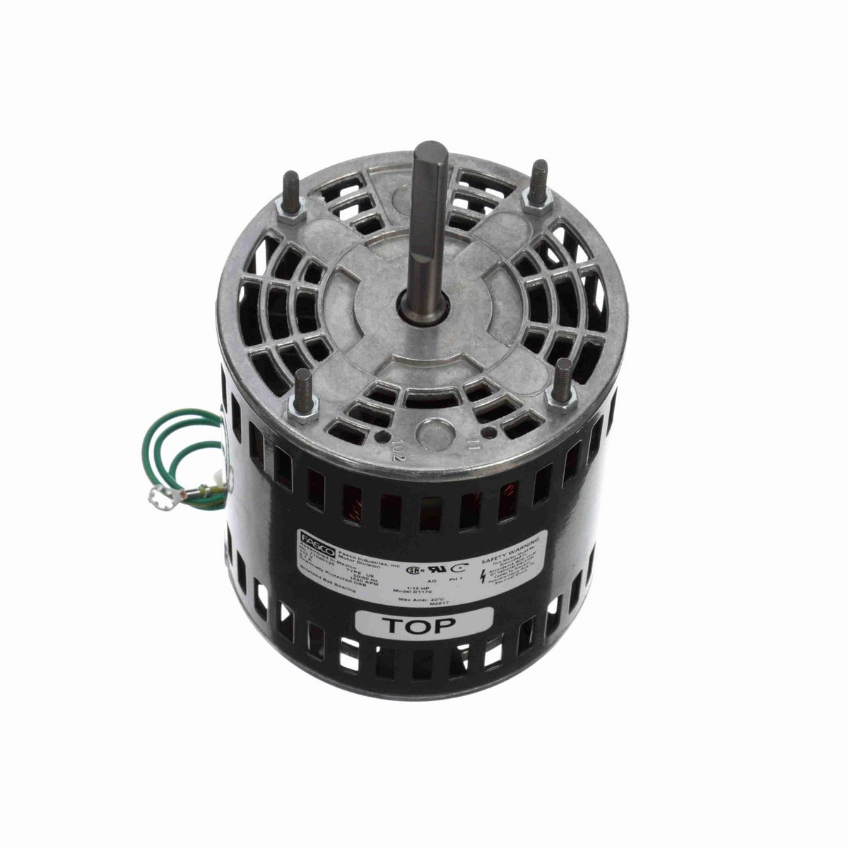 FASCO OEM Replacement Motor, 1/15 HP, 1 Ph, 60 Hz, 115 V, 1550 RPM, 1 Speed, 4.4" Diameter, OAO - D1170