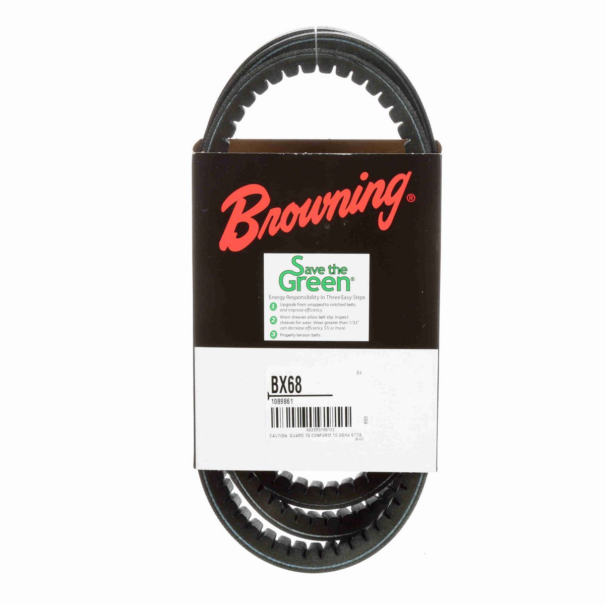 Browning EPDM Notched Belt 98% Efficient - BX68