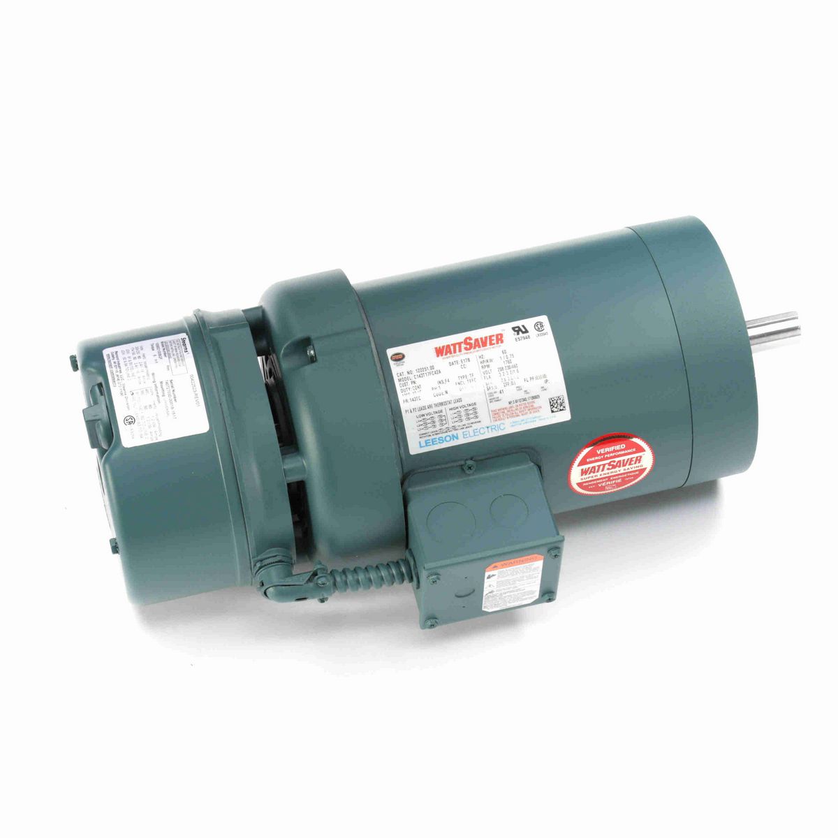 LEESON Brake Motor, 1 HP, 3 Ph, 60 Hz, 230/460 V, 1800 RPM, 143TC Frame, TEFC - 122251.00