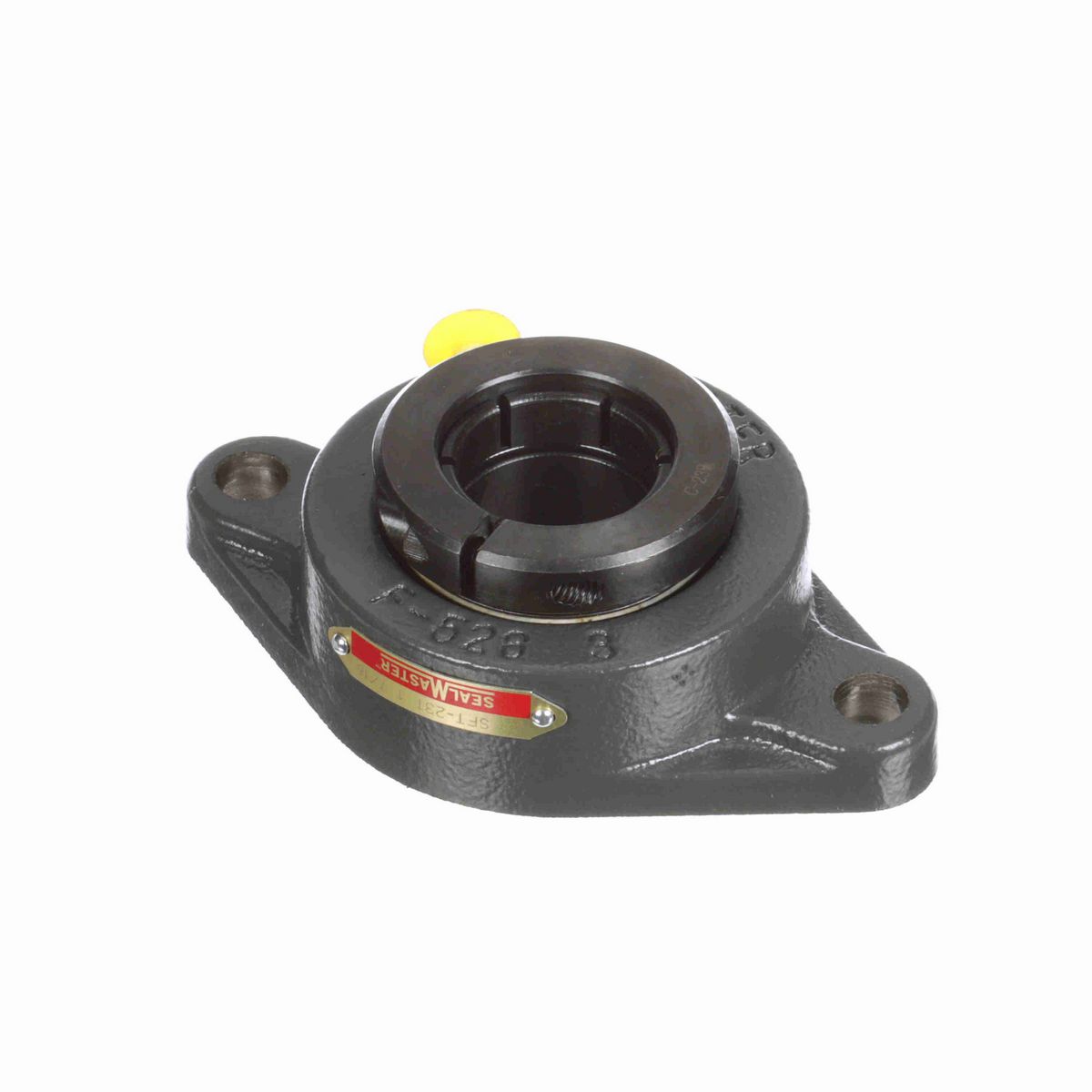 Sealmaster Mounted Cast Iron Two Bolt Flange Ball Bearing - 52100 Bearing Steel, Black Oxided - Concentric Lock - SFT-23T