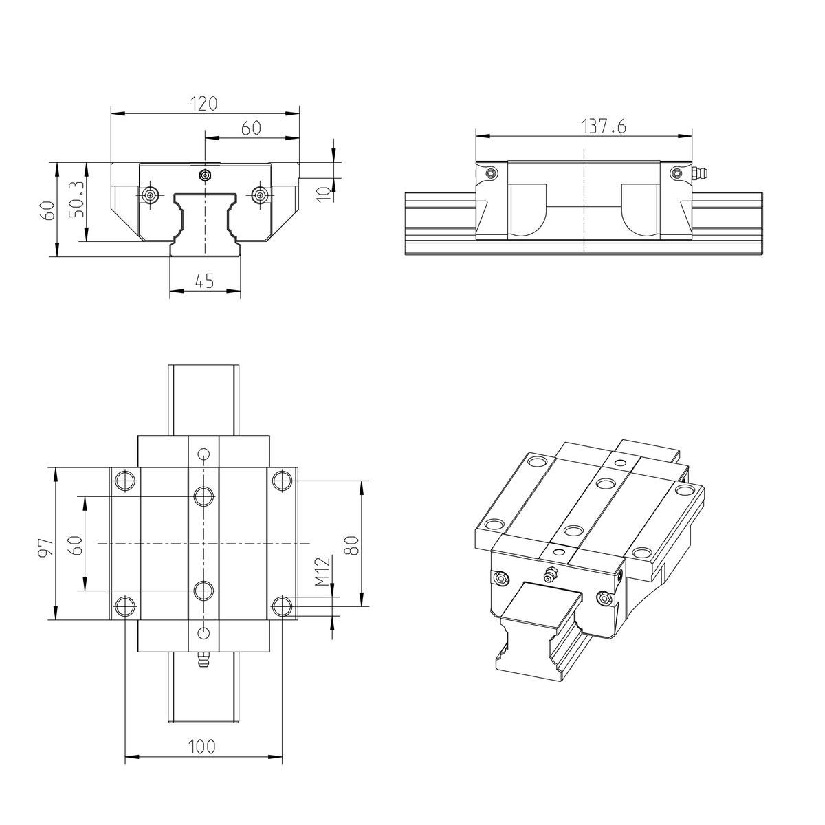 Шариковая каретка устойчивая к коррозии с покрытием Resist CR Bosch Rexroth KWD-045-FNS-C0-H-1 [R165149370]