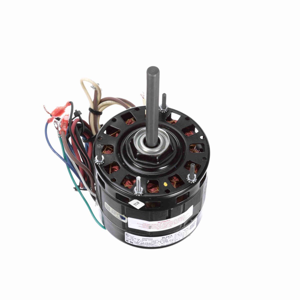 Century Fan and Blower Motor, 1/4,1/5,1/6 HP, 1 Ph, 60 Hz, 115 V, 1075 RPM, 3 Speed, 42 Frame, OAO - BL6519A