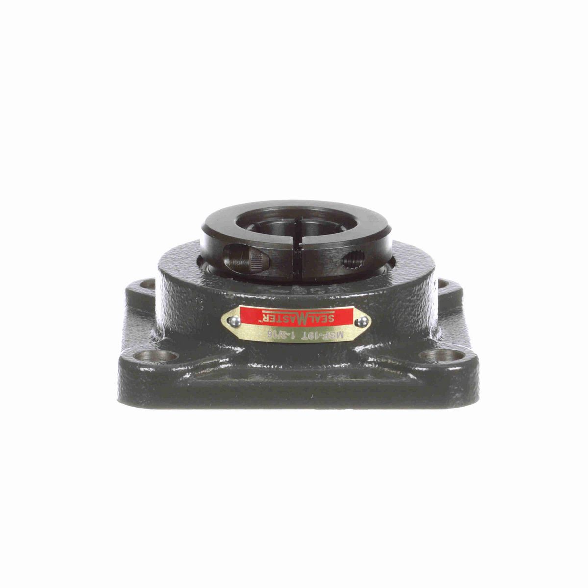 Sealmaster Mounted Cast Iron Four Bolt Flange Ball Bearing - 52100 Bearing Steel, Black Oxided - Concentric Lock - MSF-19T