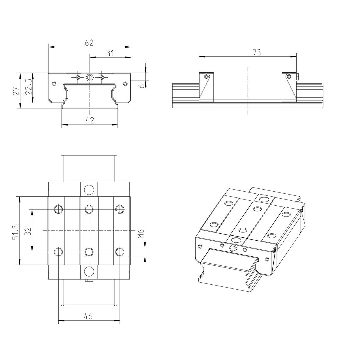 Шариковая каретка устойчивая к коррозии с покрытием Resist CR Bosch Rexroth KWD-020-CNS-C0-H-1 [R167259370]
