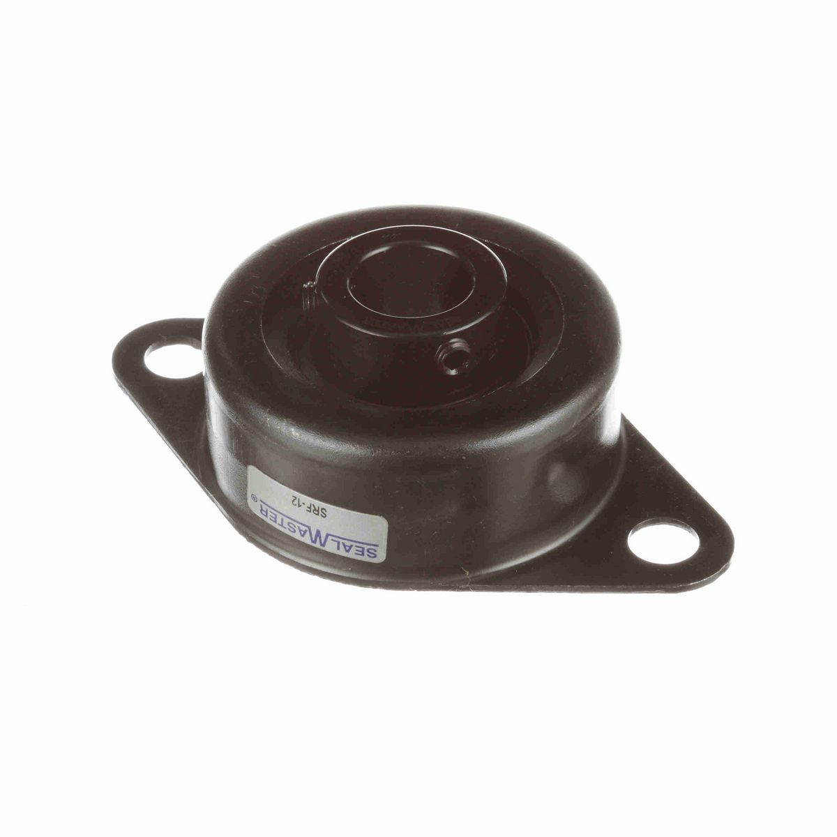Sealmaster Mounted Stamped Steel Two Bolt Flange Ball Bearing - 52100 Bearing Steel, Black Oxided - Setscrew Lock - SRF-12