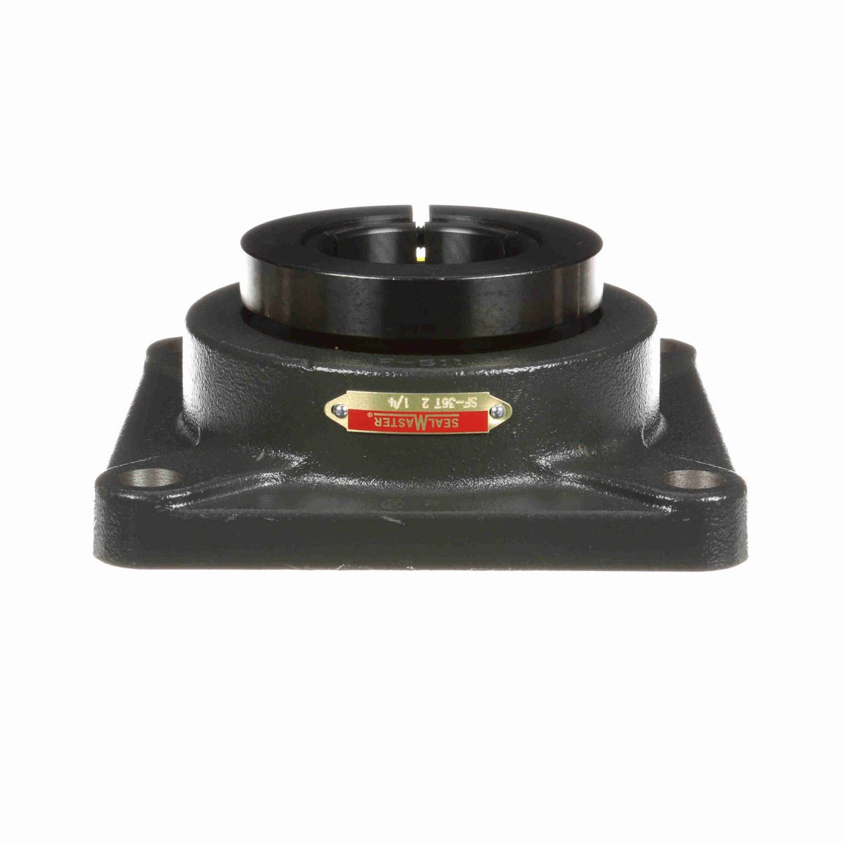Sealmaster Mounted Cast Iron Four Bolt Flange Ball Bearing - 52100 Bearing Steel, Black Oxided - Concentric Lock - SF-36T