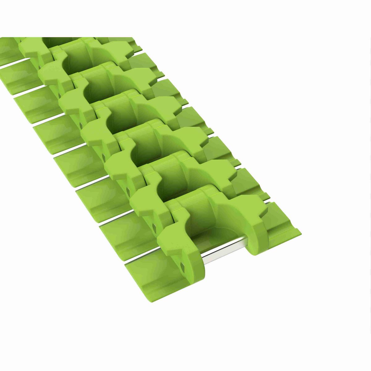 Rexnord 882TAB Side-flexing Solid Top, Material: Bright Lime-Green Dry PET Low Friction, Width: 4.5in, Pitch: 1.5in - 10679729