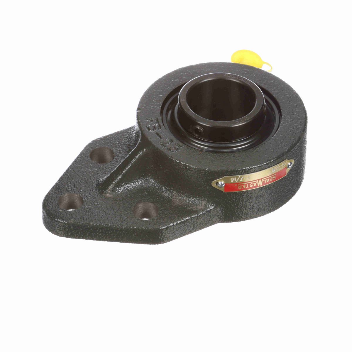 Sealmaster Mounted Cast Iron Three Bolt Flange Bracket Ball Bearing - 52100 Bearing Steel, Black Oxided - Setscrew Lock - FB-23C