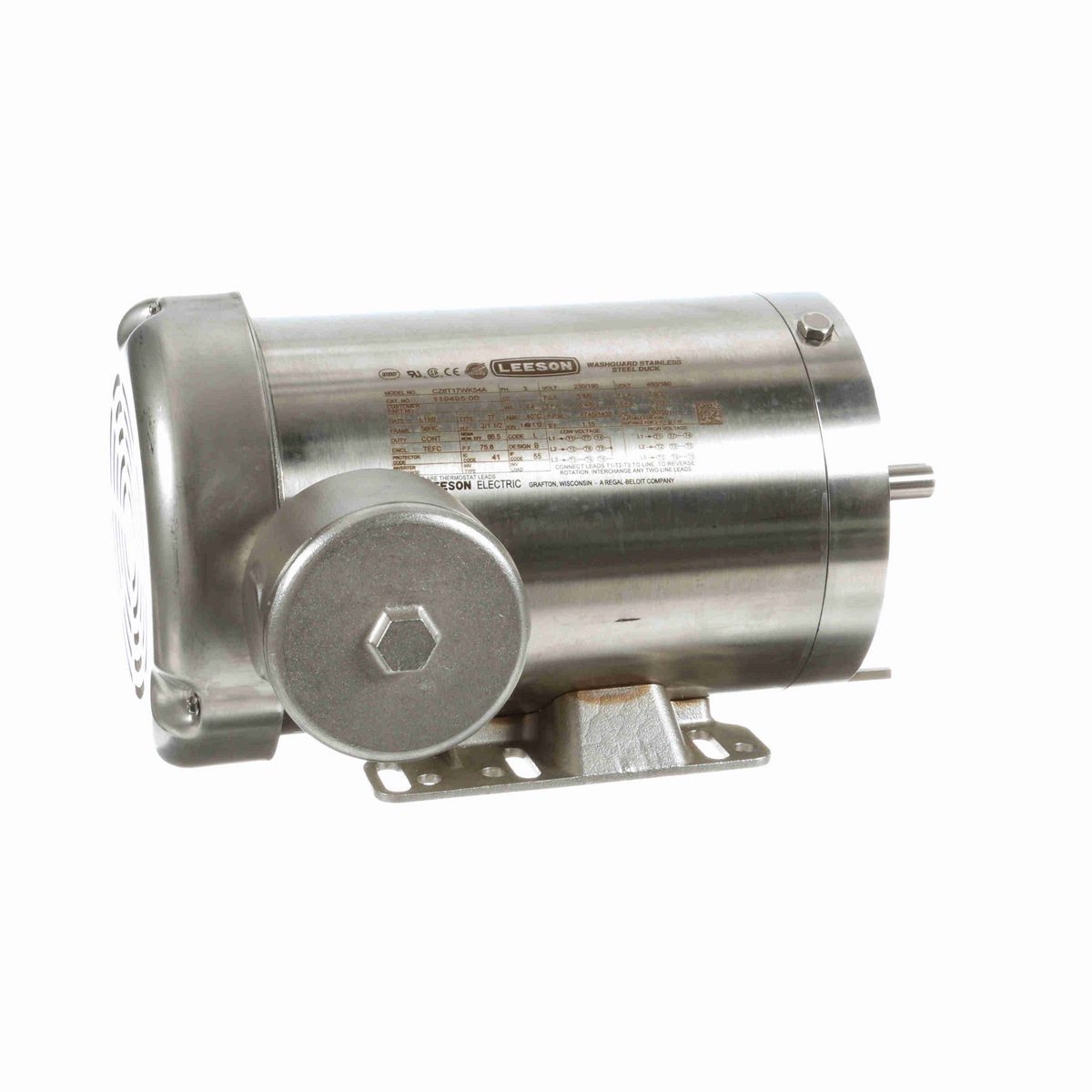 LEESON Premium Duck™ General Purpose Motor, 2 & 1.50 HP, 3 Ph, 60 & 50 Hz, 230/460 & 190/380 V, 1800 & 1500 RPM, 56HC Frame, TEFC - 119495.00