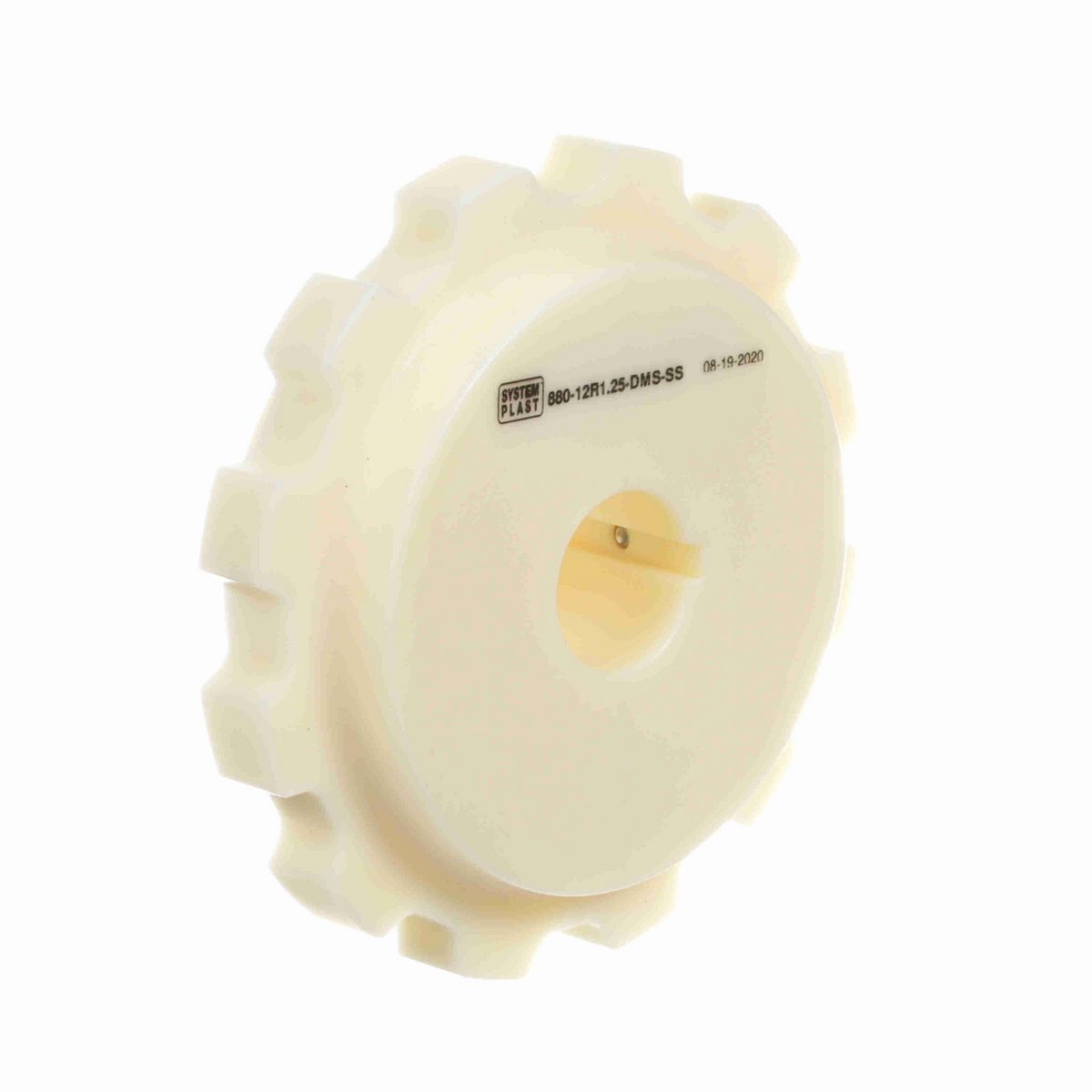 System Plast 880 Series Split Machined Sprocket with 12 Teeth, a 1-1/4in Round Shaft-Ready Bore and Setscrew - 880-12R1.25-DMS-SS