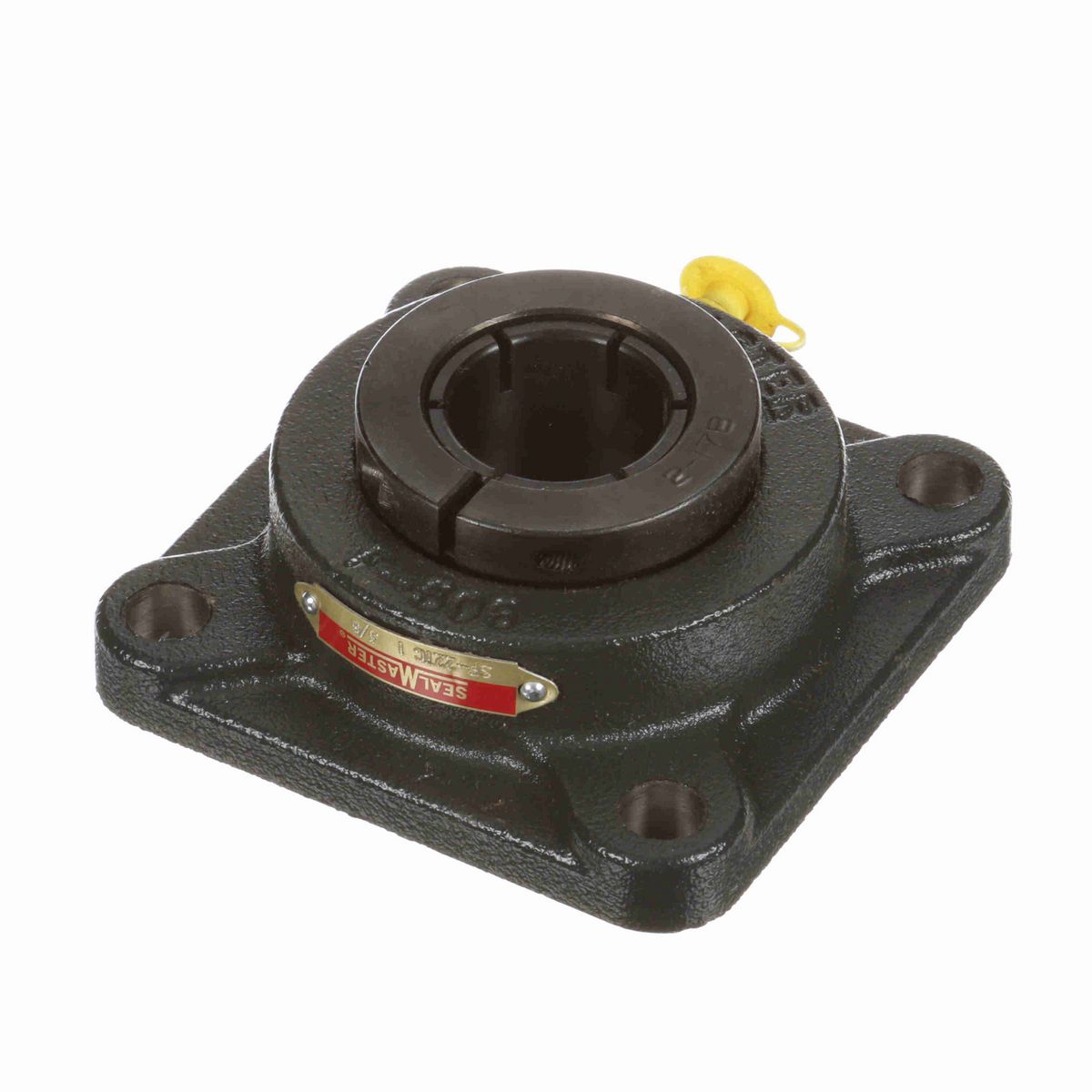 Sealmaster Mounted Cast Iron Four Bolt Flange Ball Bearing - 52100 Bearing Steel, Black Oxided - Concentric Lock - SF-22TC