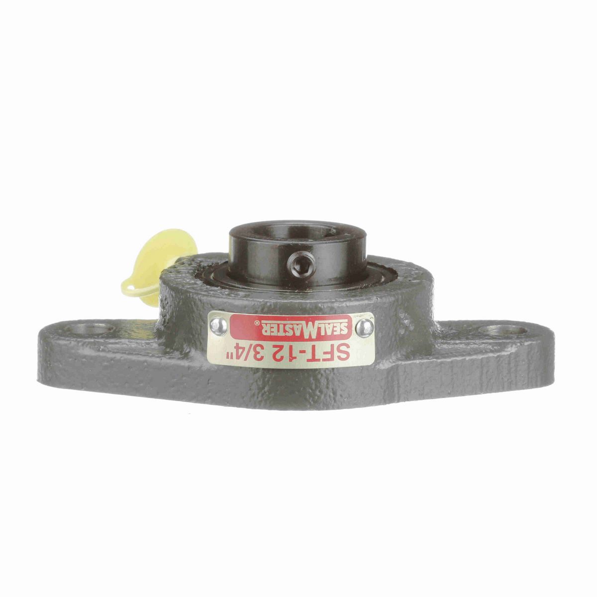 Sealmaster Mounted Cast Iron Two Bolt Flange Ball Bearing - 52100 Bearing Steel, Black Oxided - Setscrew Lock - SFT-12