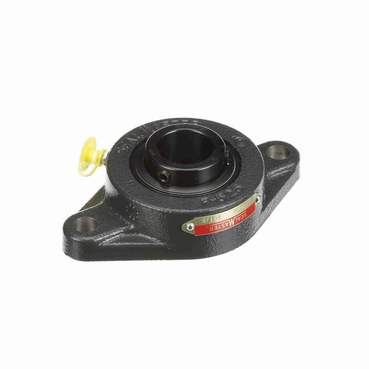 Sealmaster Mounted Cast Iron Two Bolt Flange Ball Bearing - 52100 Bearing Steel, Black Oxided - Setscrew Lock - SFT-18
