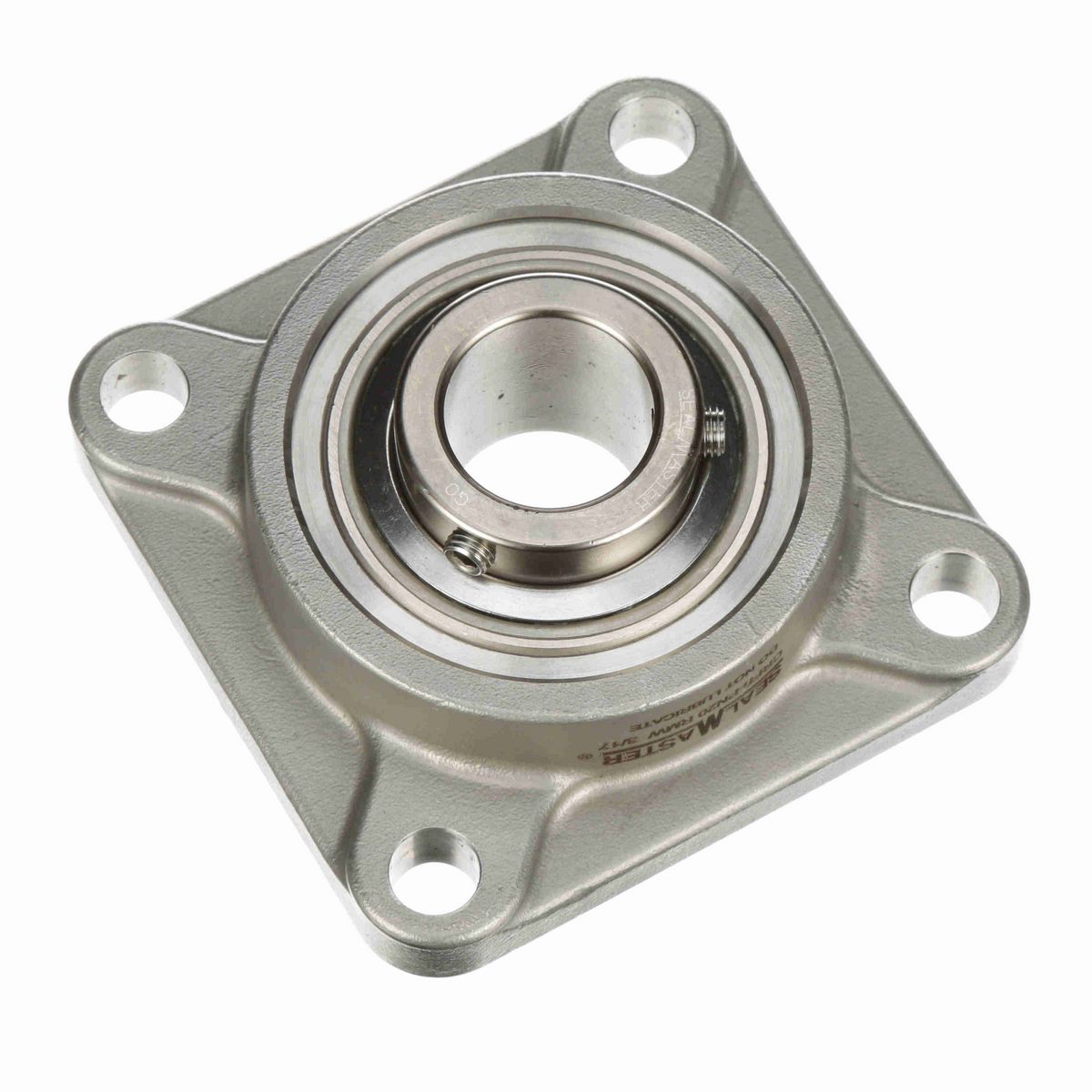 Sealmaster Mounted Stainless Steel Four Bolt Flange Ball Bearing - 52100 Bearing Steel, Phosphorus Nickel Coated - Setscrew Lock - Corrosion Resistant - Reduced Maintenance - Lubed for Life - CRFS-PN20 RMW