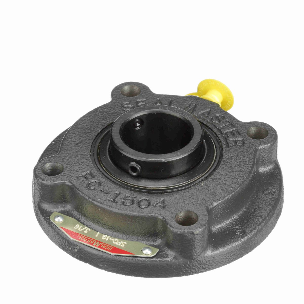 Sealmaster Mounted Cast Iron Flange Cartridge Ball Bearing - 52100 Bearing Steel, Black Oxided - Setscrew Lock - SFC-19