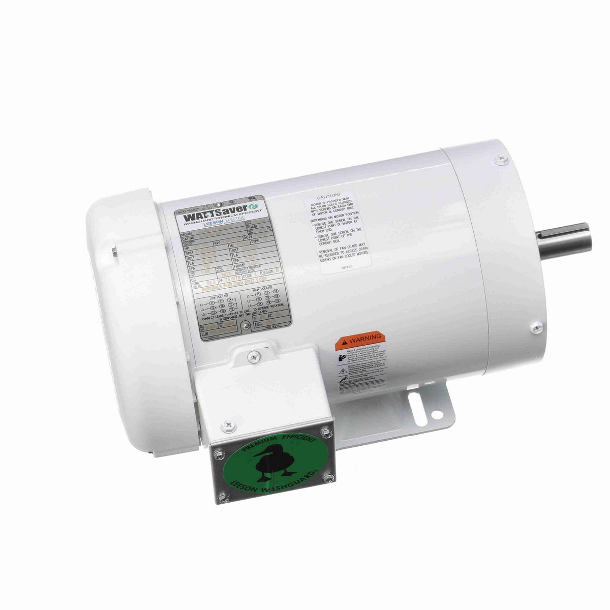 LEESON White Duck™ General Purpose Motor, 2 & 1.50 HP, 3 Ph, 60 & 50 Hz, 230/460 & 190/380 V, 1800 & 1500 RPM, 145TC Frame, TEFC - 121868.00