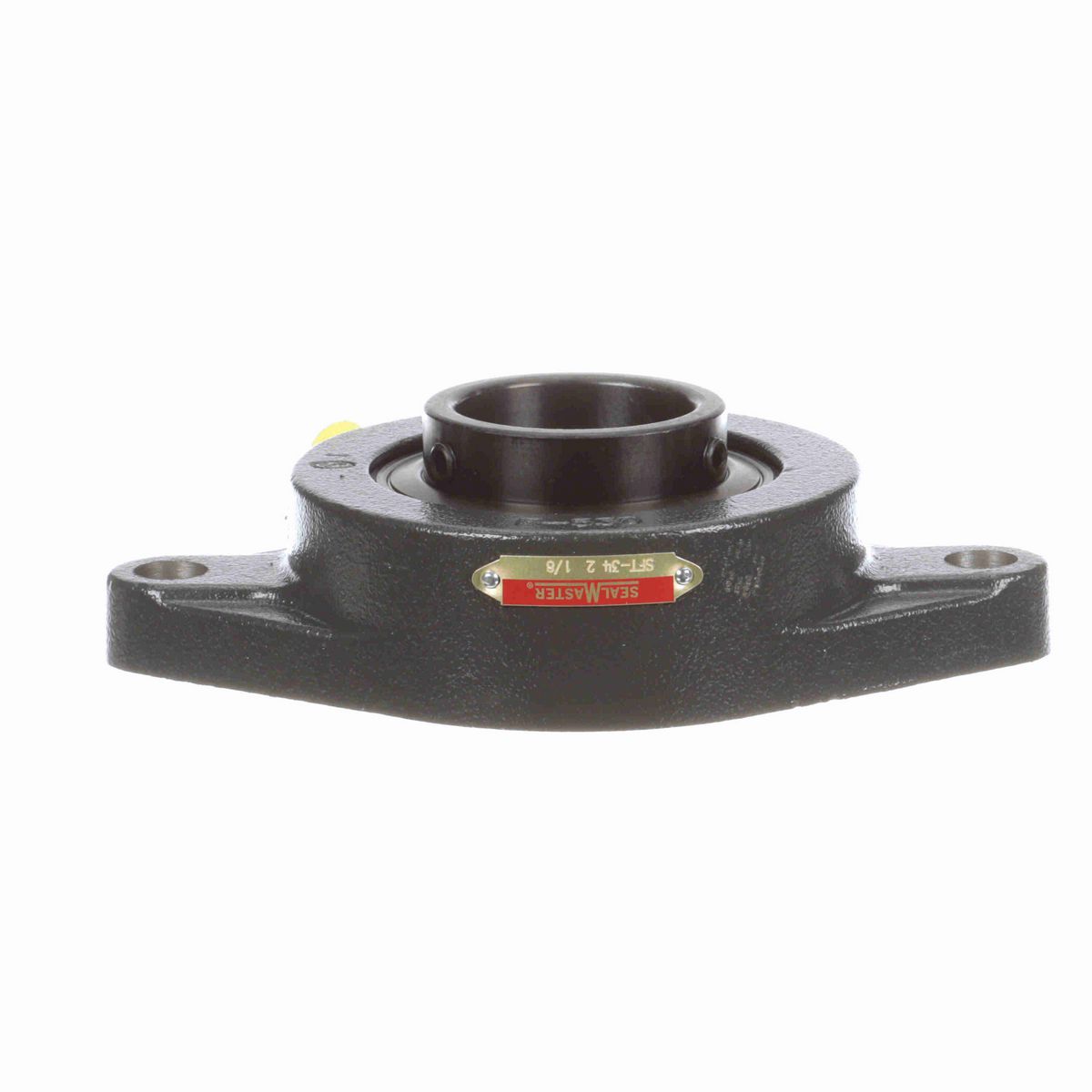 Sealmaster Mounted Cast Iron Two Bolt Flange Ball Bearing - 52100 Bearing Steel, Black Oxided - Setscrew Lock - SFT-34