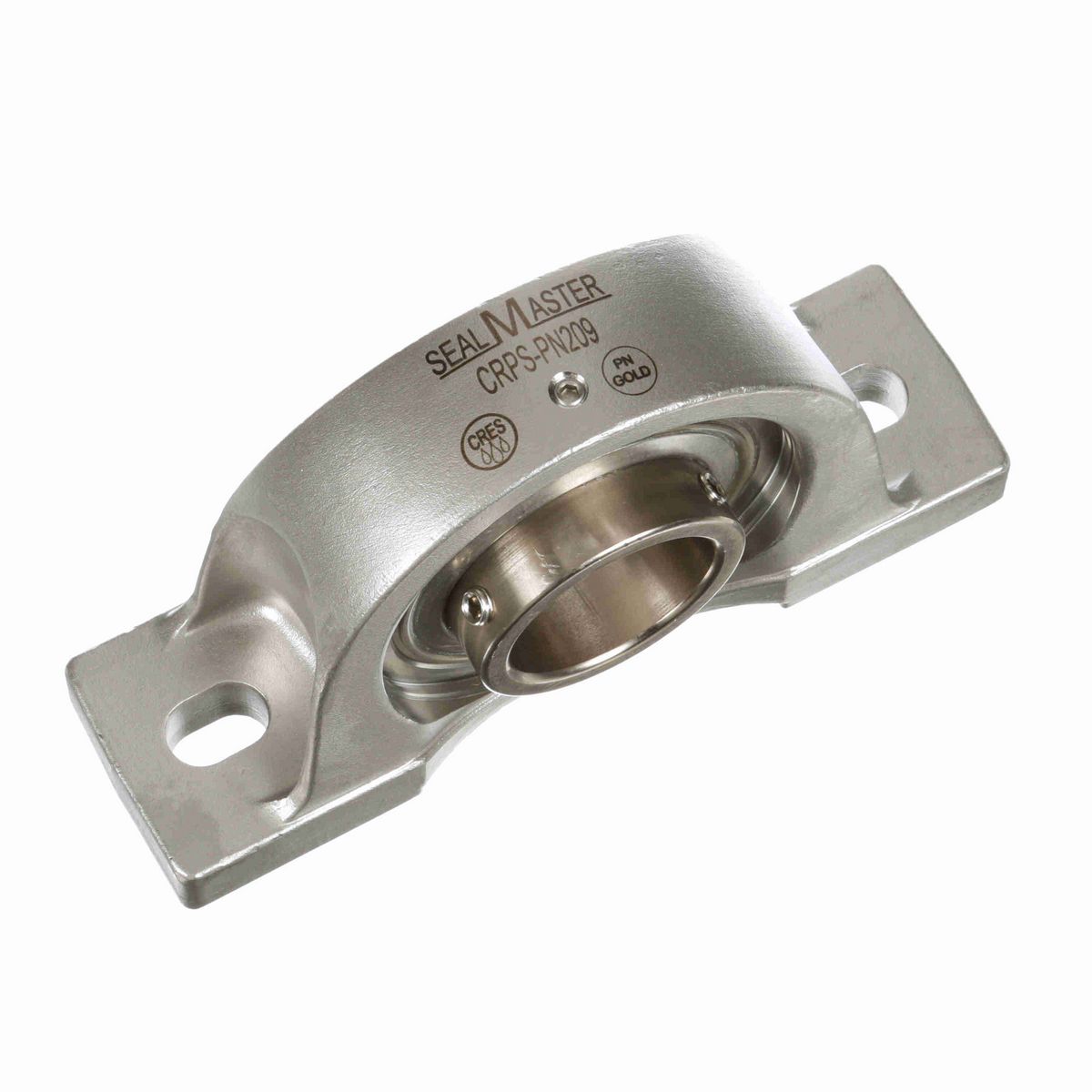 Sealmaster Mounted Stainless Steel Two Bolt Pillow Block Ball Bearing - 52100 Bearing Steel, Phosphorus Nickel Coated - Setscrew Lock - Corrosion Resistant - Reduced Maintenance - Lubed for Life - CRPS-PN209 RMW
