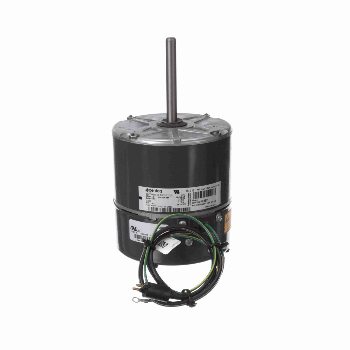 Genteq Refrigeration Motor, 1/3 HP, 1 Ph, 60/50 Hz, 115 V, 1075 RPM, 1 Speed, 48 Frame, CLOSEDAO - 5R005