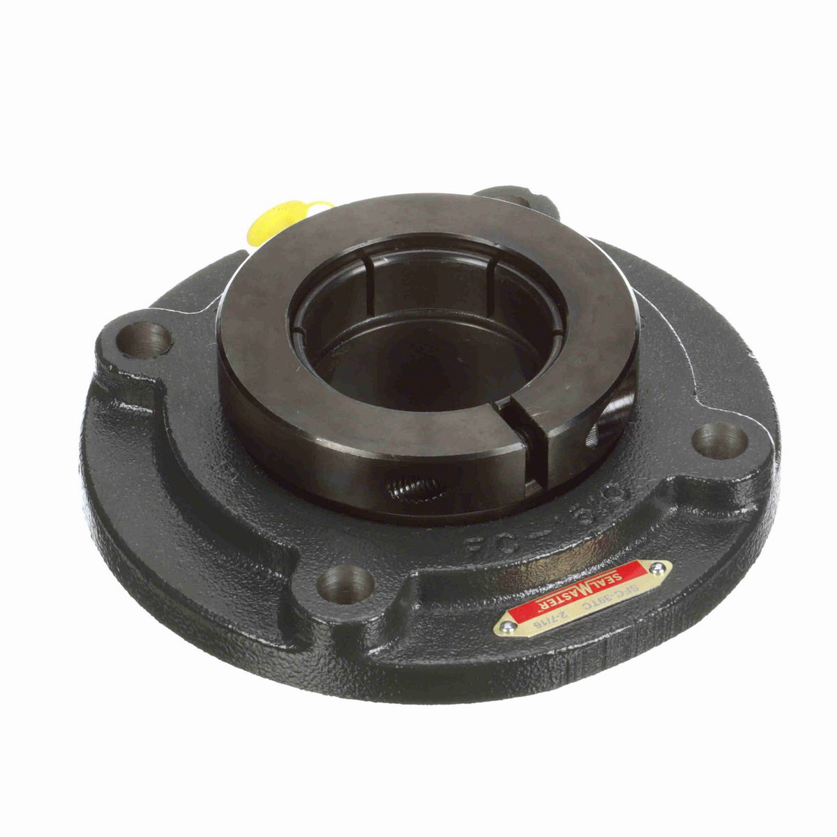 Sealmaster Mounted Cast Iron Flange Cartridge Ball Bearing - 52100 Bearing Steel, Black Oxided - Concentric Lock - SFC-39TC