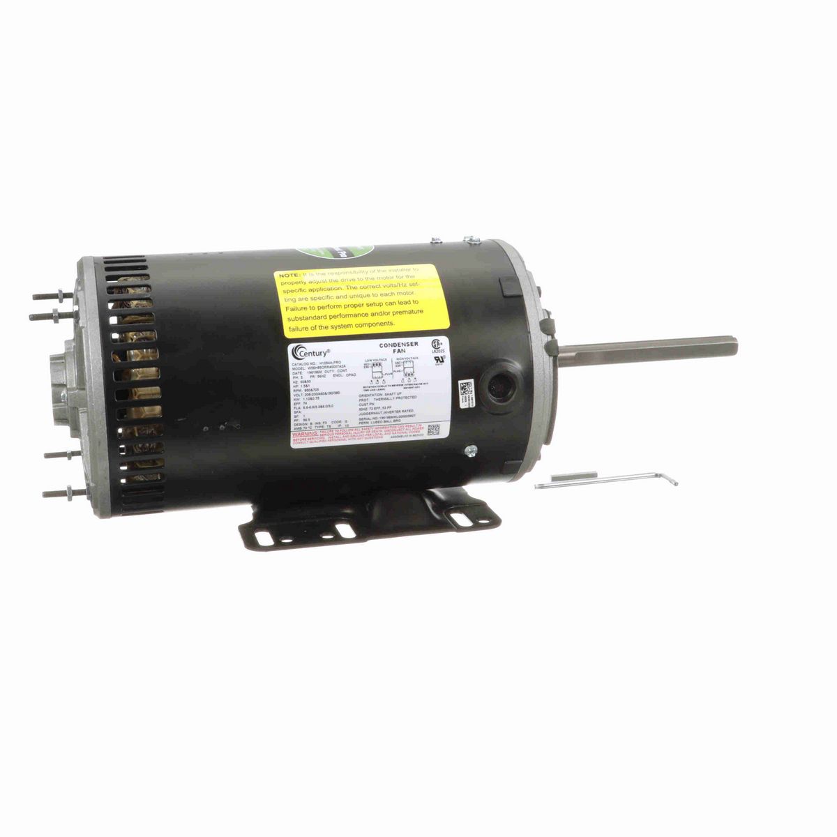 Century JuggerNaut® Pro Condenser Fan Motor, 1.5&1 HP, 3 Ph, 60/50 Hz, 230/460&190/380 V, 56HZ Frame, OPAO - H1054A-PRO