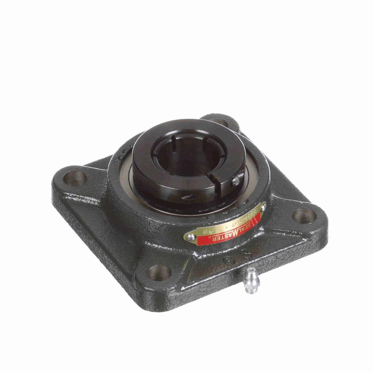 Sealmaster Mounted Cast Iron Four Bolt Flange Ball Bearing - 52100 Bearing Steel, Black Oxided - Concentric Lock - SFMH-19T