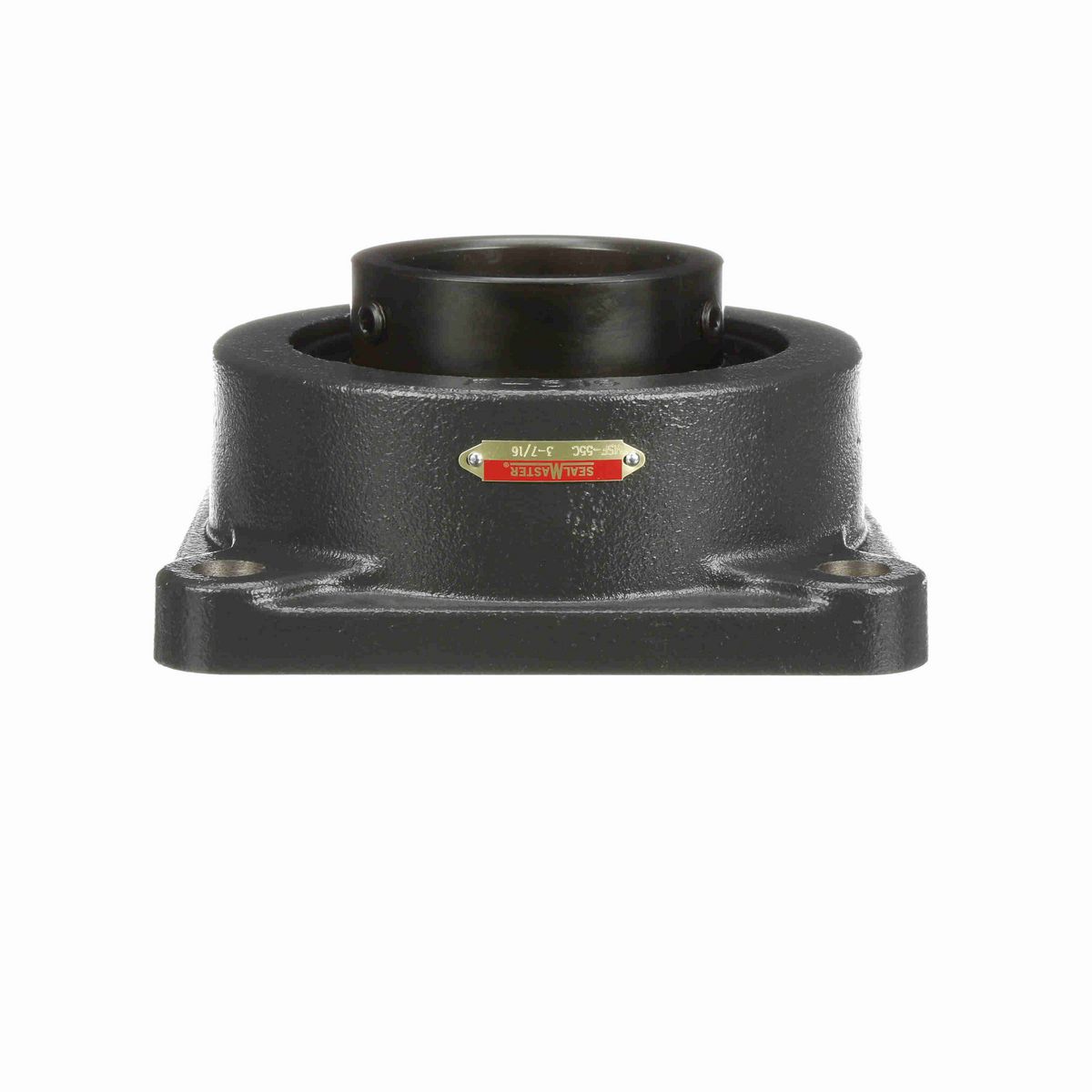 Sealmaster Mounted Cast Iron Four Bolt Flange Ball Bearing - 52100 Bearing Steel, Black Oxided - Setscrew Lock - MSF-55C