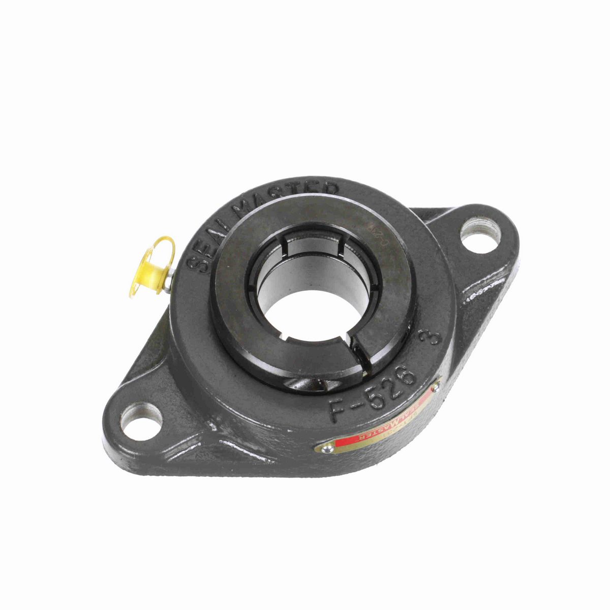 Sealmaster Mounted Cast Iron Two Bolt Flange Ball Bearing - 52100 Bearing Steel, Black Oxided - Concentric Lock - SFT-23T