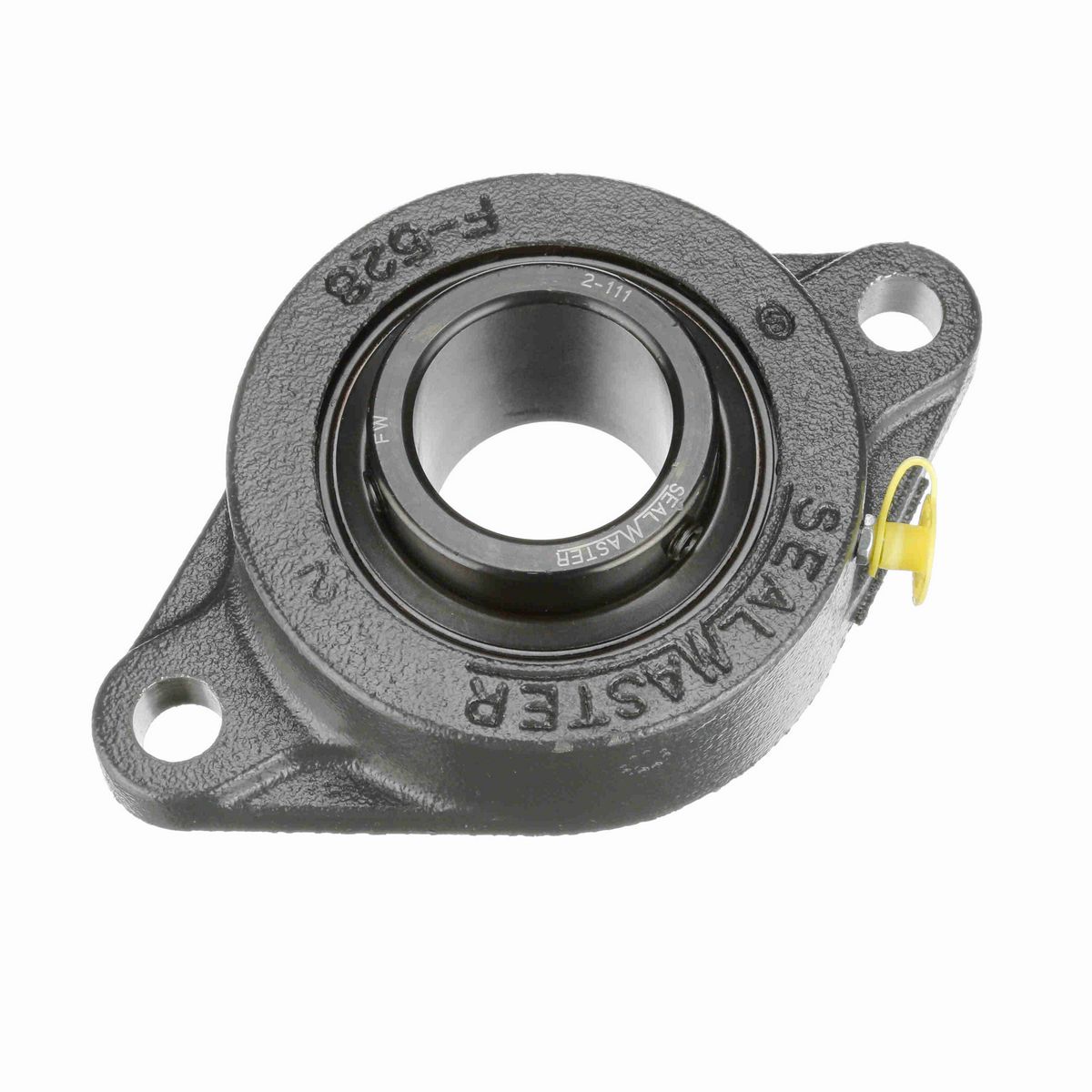 Sealmaster Mounted Cast Iron Two Bolt Flange Ball Bearing - 52100 Bearing Steel, Black Oxided - Setscrew Lock - SFT-27