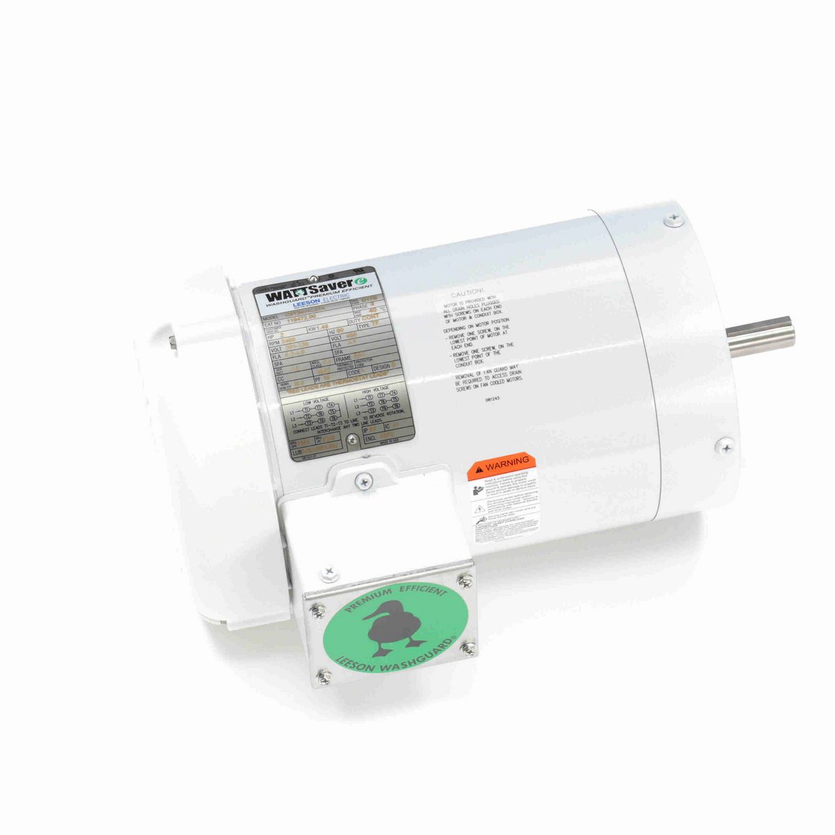 LEESON White Duck™ General Purpose Motor, 2 HP, 3 Ph, 60 Hz, 230/460 V, 3600 RPM, 56C Frame, TEFC - 119472.00