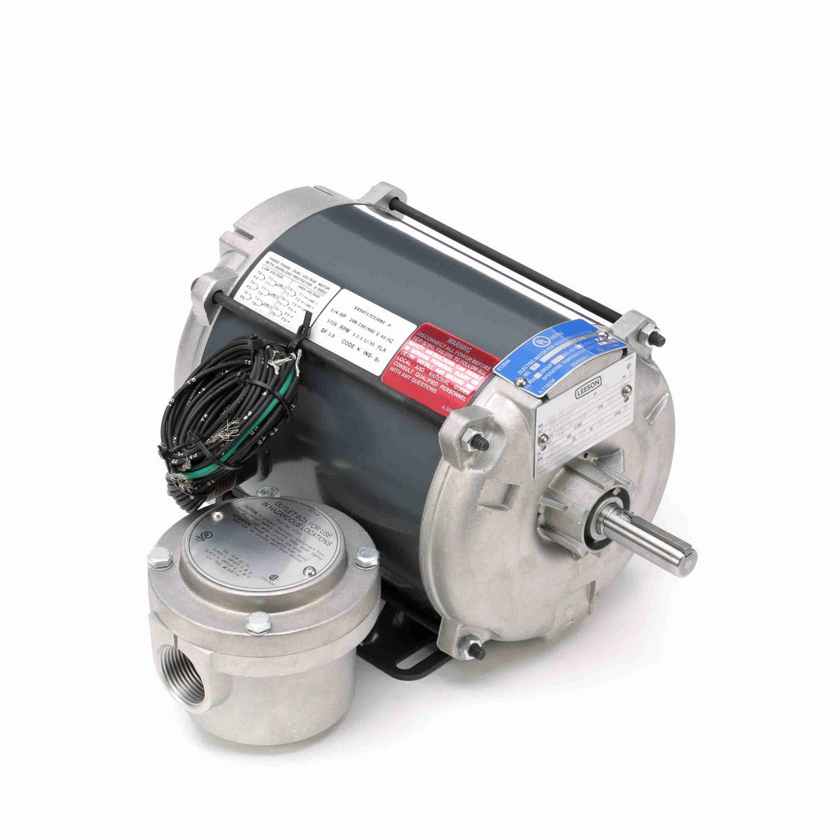 LEESON Explosion Proof Motor, 0.25 HP, 3 Ph, 60 Hz, 230/460 V, 1800 RPM, 56 Frame, EPNV - G646