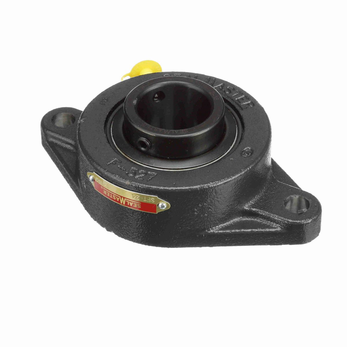 Sealmaster Mounted Cast Iron Two Bolt Flange Ball Bearing - 52100 Bearing Steel, Black Oxided - Setscrew Lock - SFT-24