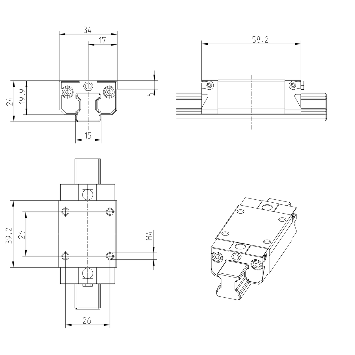Шариковая каретка из нержавеющей стали Resist NRII Bosch Rexroth KWD-015-SNS-C1-H-0 [R201111306]