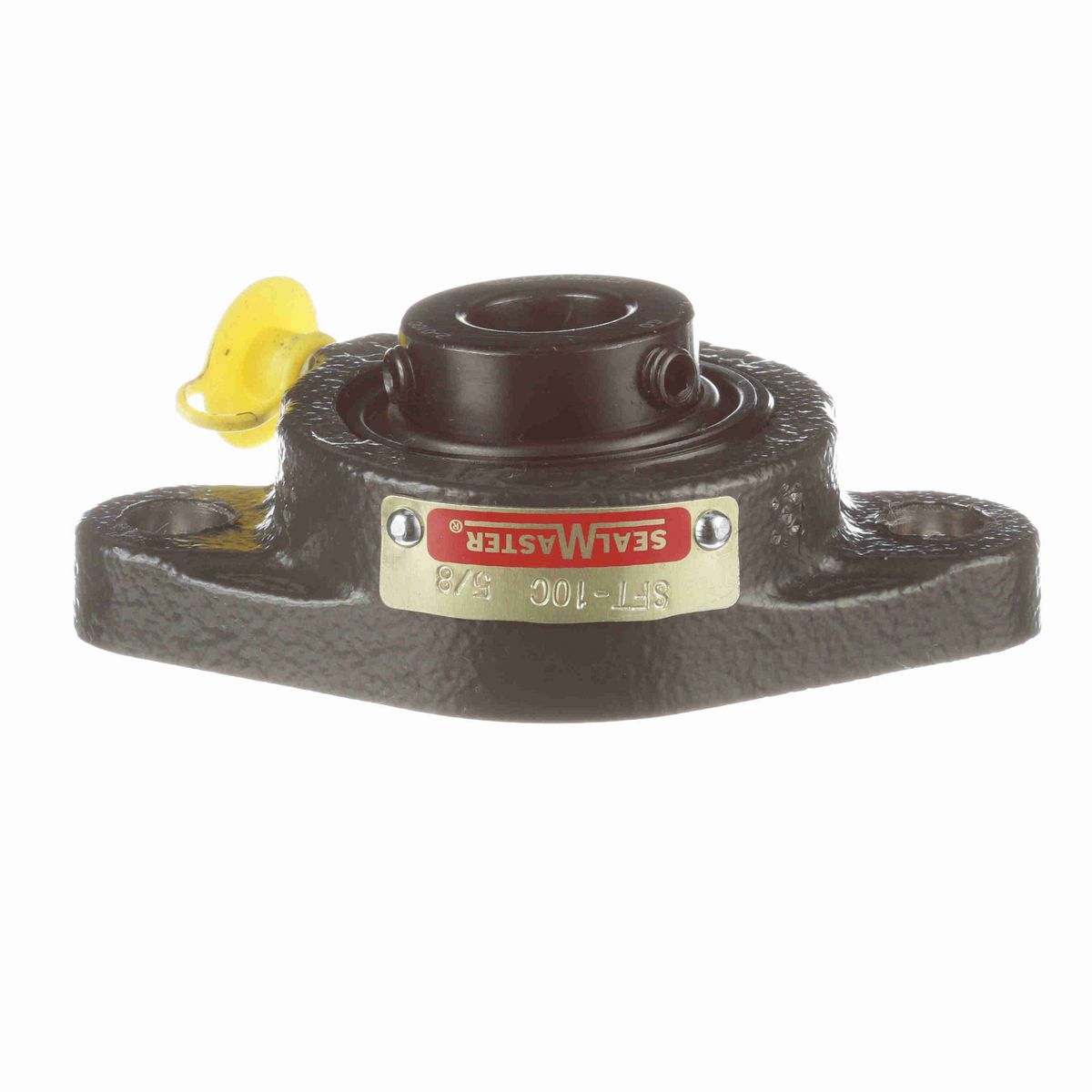Sealmaster Mounted Cast Iron Two Bolt Flange Ball Bearing - 52100 Bearing Steel, Black Oxided - Setscrew Lock - SFT-10C