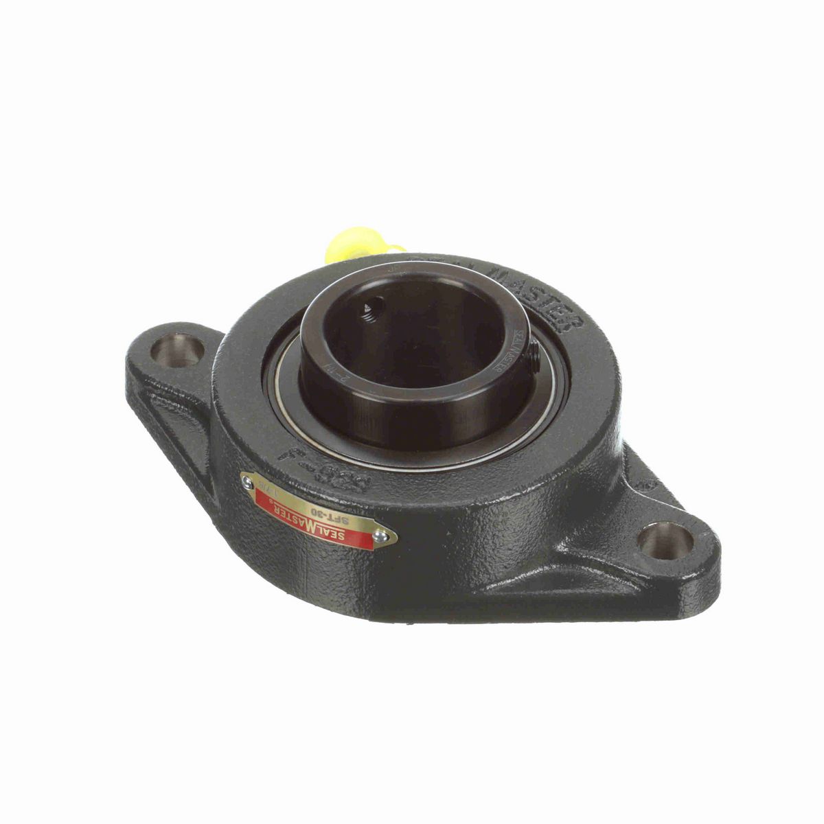 Sealmaster Mounted Cast Iron Two Bolt Flange Ball Bearing - 52100 Bearing Steel, Black Oxided - Setscrew Lock - SFT-30