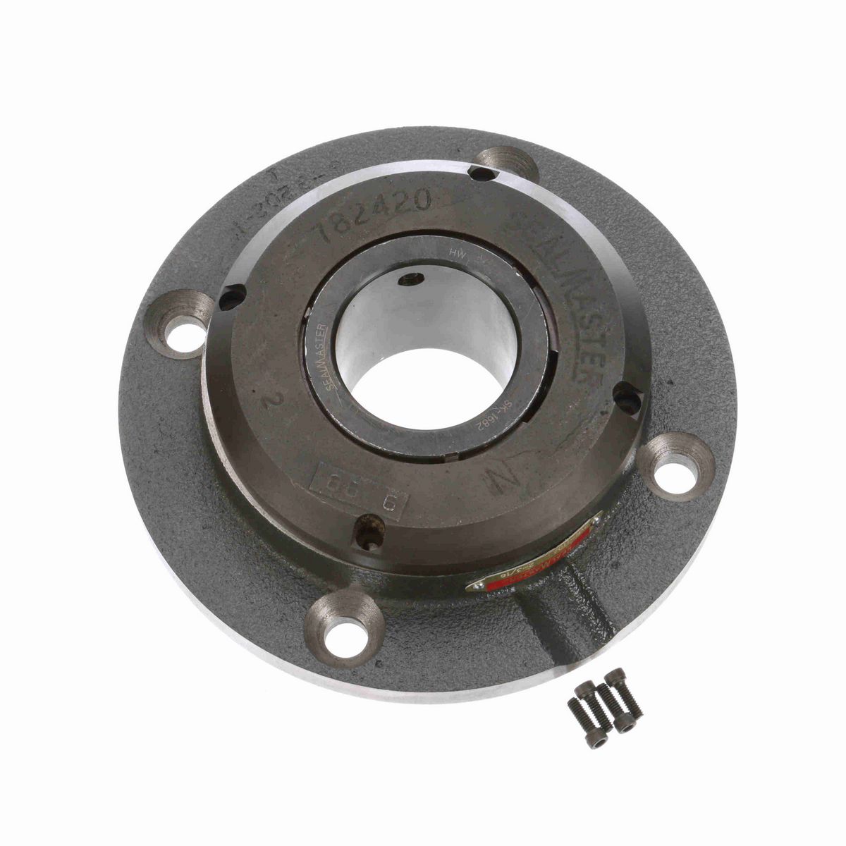 Sealmaster Mounted Cast Iron Flange Cartridge Ball Bearing - 52100 Bearing Steel, Black Oxided - Setscrew Lock - PVR-1102
