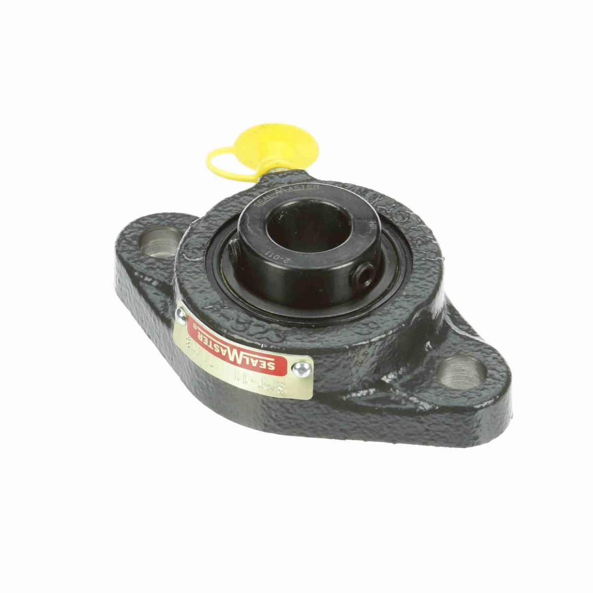 Sealmaster Mounted Cast Iron Two Bolt Flange Ball Bearing - 52100 Bearing Steel, Black Oxided - Setscrew Lock - SFT-11