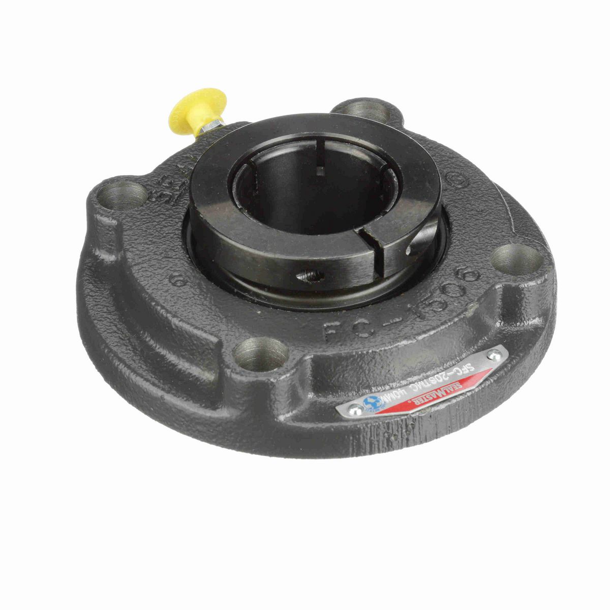 Sealmaster Mounted Cast Iron Flange Cartridge Ball Bearing - 52100 Bearing Steel, Black Oxided - Concentric Lock - SFC-208TMC