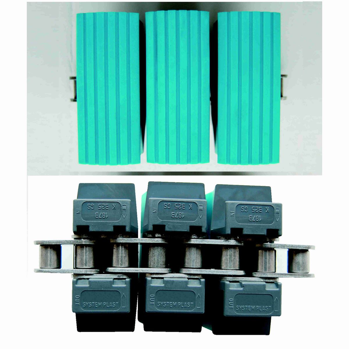 System Plast 1873TAB SideGrip™ Side-flexing, Material: NG evo (Gray Blue), Width: 3.25in, Pitch: 1.5in - NGE1873TAB-K325GS4