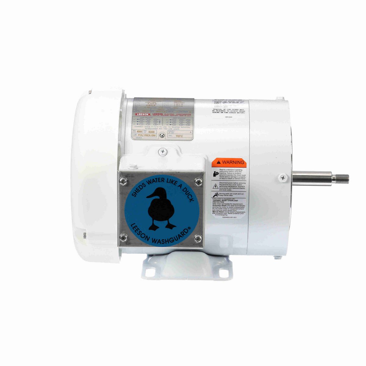 LEESON White Duck™ Jet Pump Motor, 1 & 0.75 HP, 3 Ph, 60 & 50 Hz, 230/460 & 190/380 V, 3600 & 3000 RPM, 56J Frame, TEFC - 116780.00