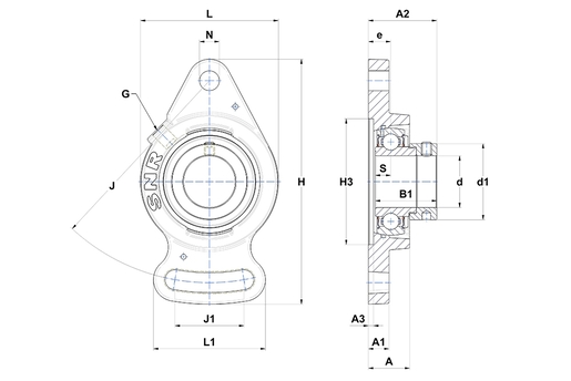Фланцевый подшипниковый узел SNR ESFAE207T20