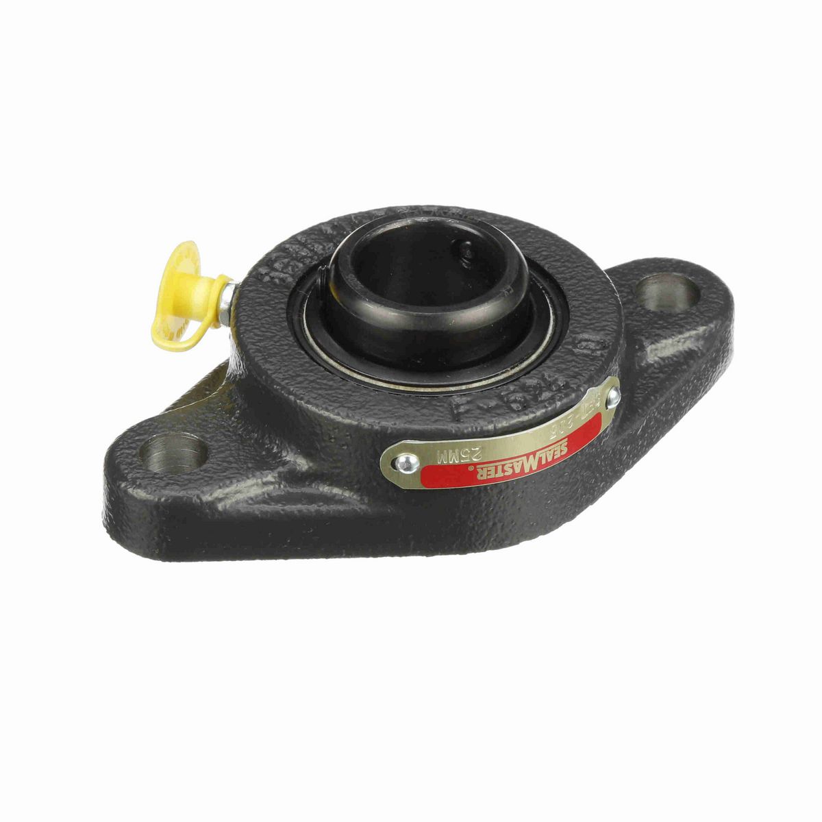 Sealmaster Mounted Cast Iron Two Bolt Flange Ball Bearing - 52100 Bearing Steel, Black Oxided - Setscrew Lock - SFT-205