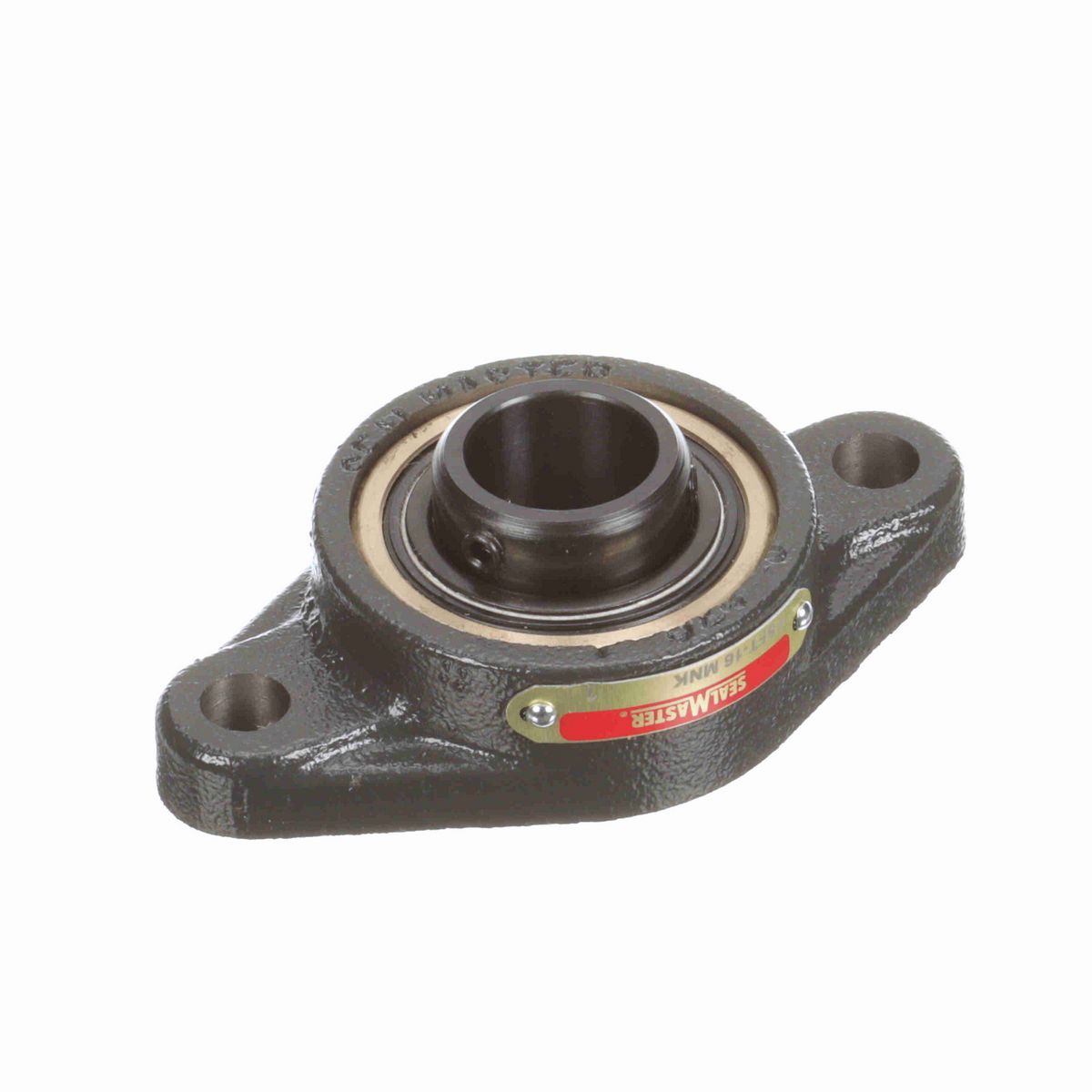 Sealmaster Mounted Cast Iron Two Bolt Flange Ball Bearing - 52100 Bearing Steel, Black Oxided - Setscrew Lock - High Temperature - ESFT-16 MNK