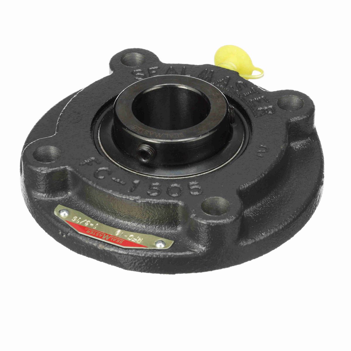 Sealmaster Mounted Cast Iron Flange Cartridge Ball Bearing - 52100 Bearing Steel, Black Oxided - Setscrew Lock - MFC-19